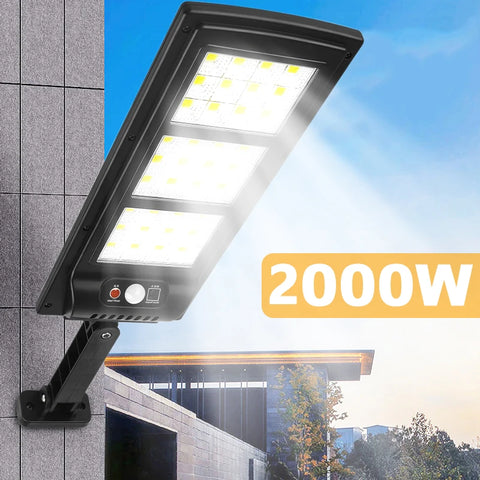 2000W New Outdoor Solar Street Lamp Human Sensing Belt Remote Control Waterproof High Power Ultra Bright Home Courtyard Lamp