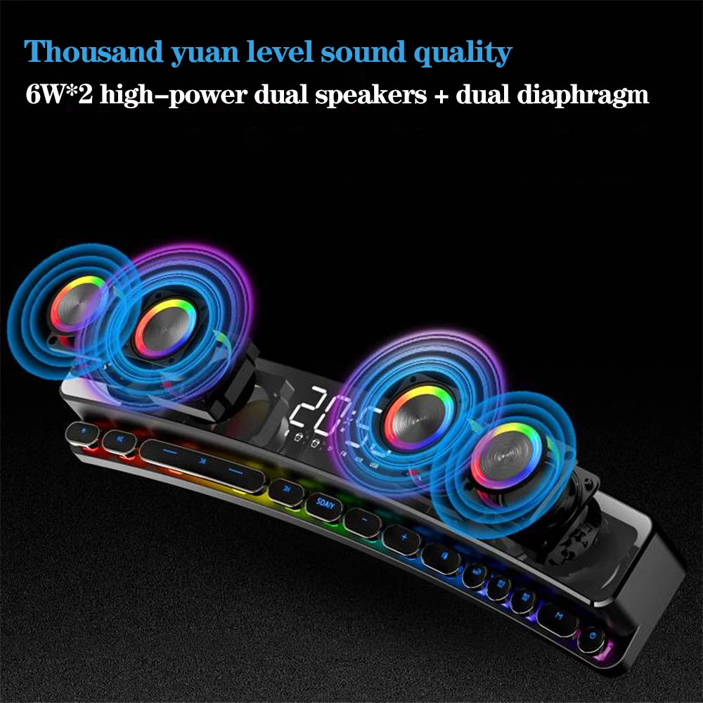 SOAIY SH39 RGB Color Bass Sound TF Card USB Flash Drive Auxiliary Microphone Input Home Wireless Bluetooth 5.0 PC Gaming Speaker