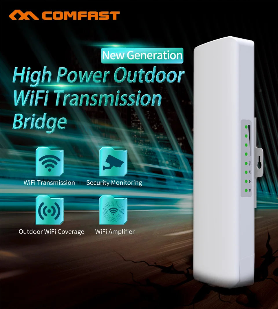 COMFAST CF-E314NV2 300Mbps 2.4GHz Outdoor Mini Wireless AP Bridge WIFI CPE Access Point Dual 2*14dBi WI-FI Antenna Nanostation