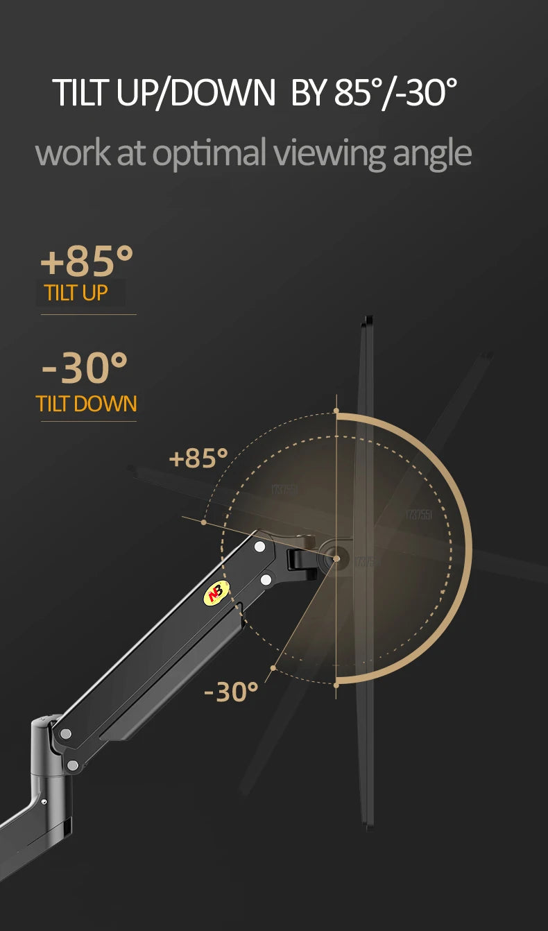 NB G40 Gas Spring Arm 22-40 inch Screen Desktop Monitor Holder 360 Rotate 3-15kg arc screen/ultra wide screen/flat screen USB