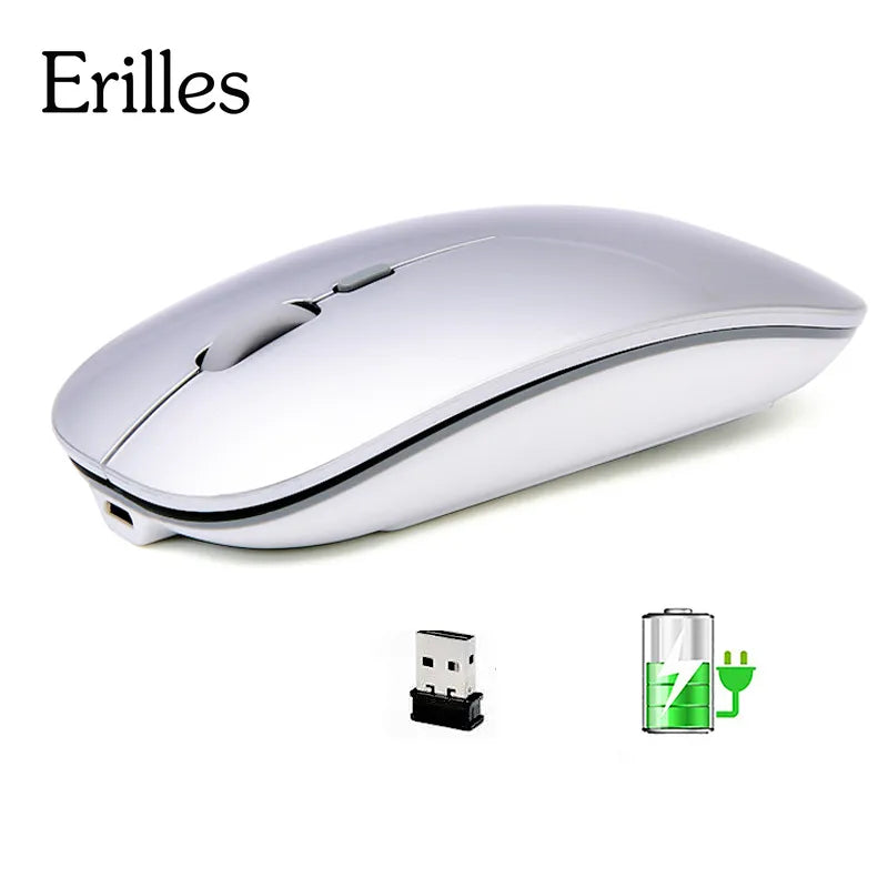 Rechargeable Optical Wireless Mouse Slient Button Ultra Thin Mini Optical Ultrathin USB 2.4G Mice for Computer Laptop Computer