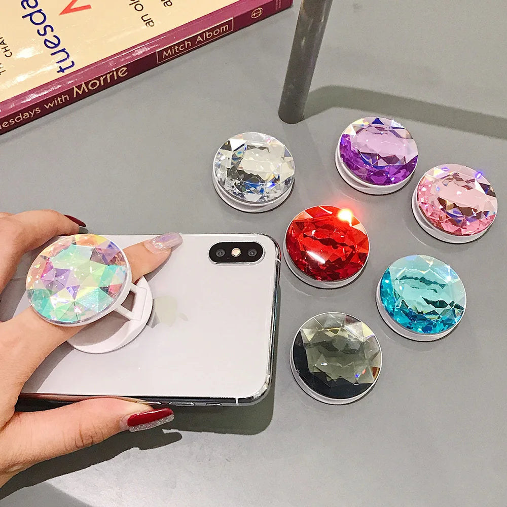 Holographic Prism Laser Holder Stand for Phone Colourful Expanding 3D Diamond Grip Bracket Finger Ring for Smart Phone Stand