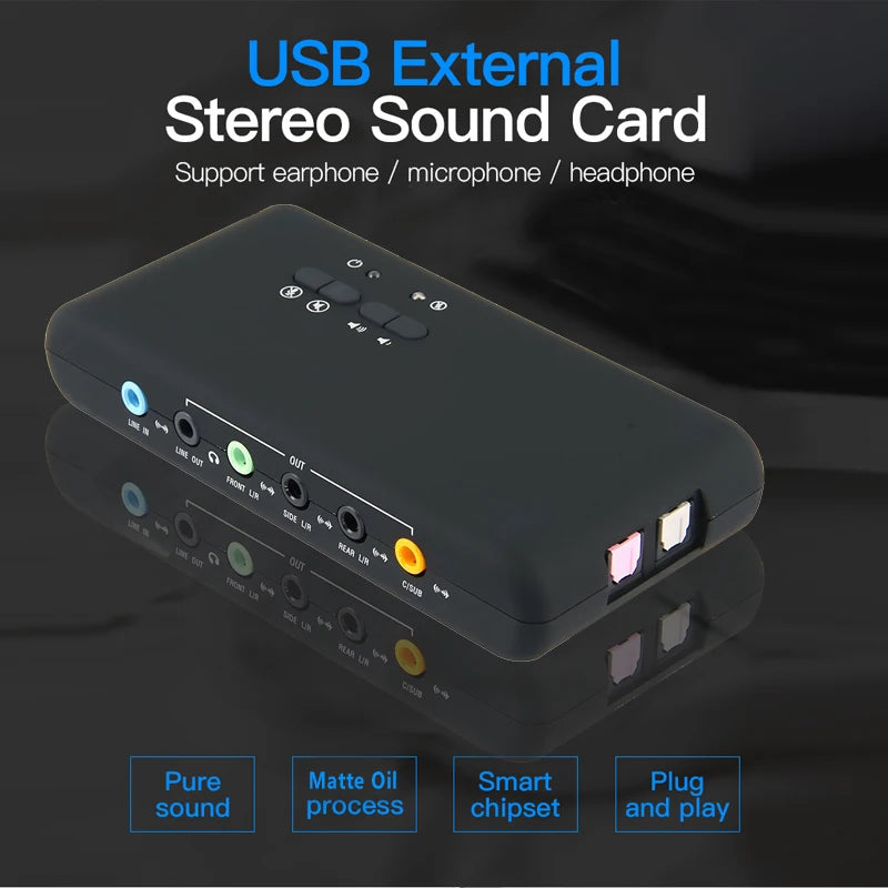 Urgrico external Sound Card with SPDIF & USB Extension Cable remoted wake-up studio record USB 7.1 Sound card for PC computer