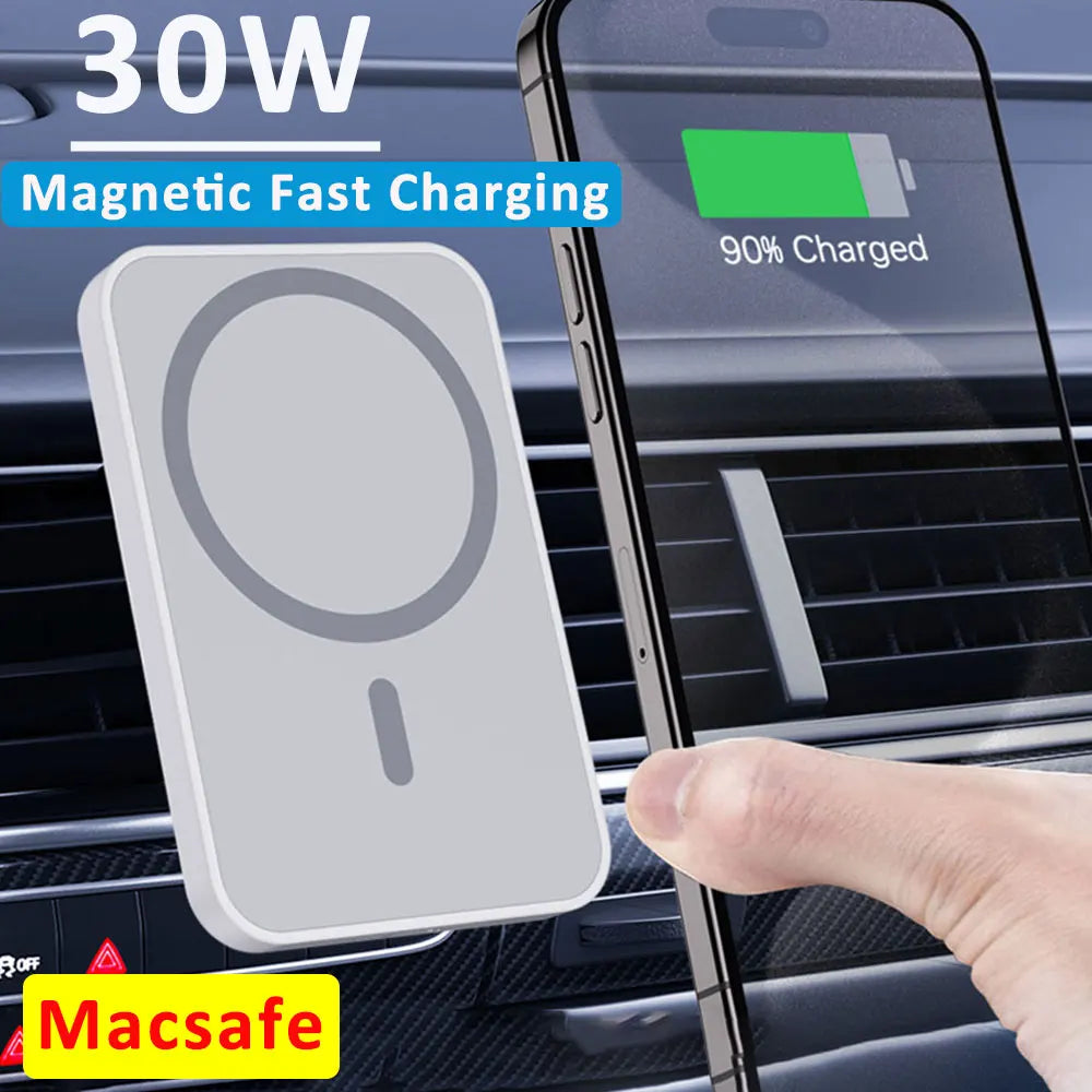 30W Magnetic Car Wireless Charger Macsafe Car Charger Air Vent Phone Holder For iPhone 15 14 13 12 Pro Max Fast Charging Station