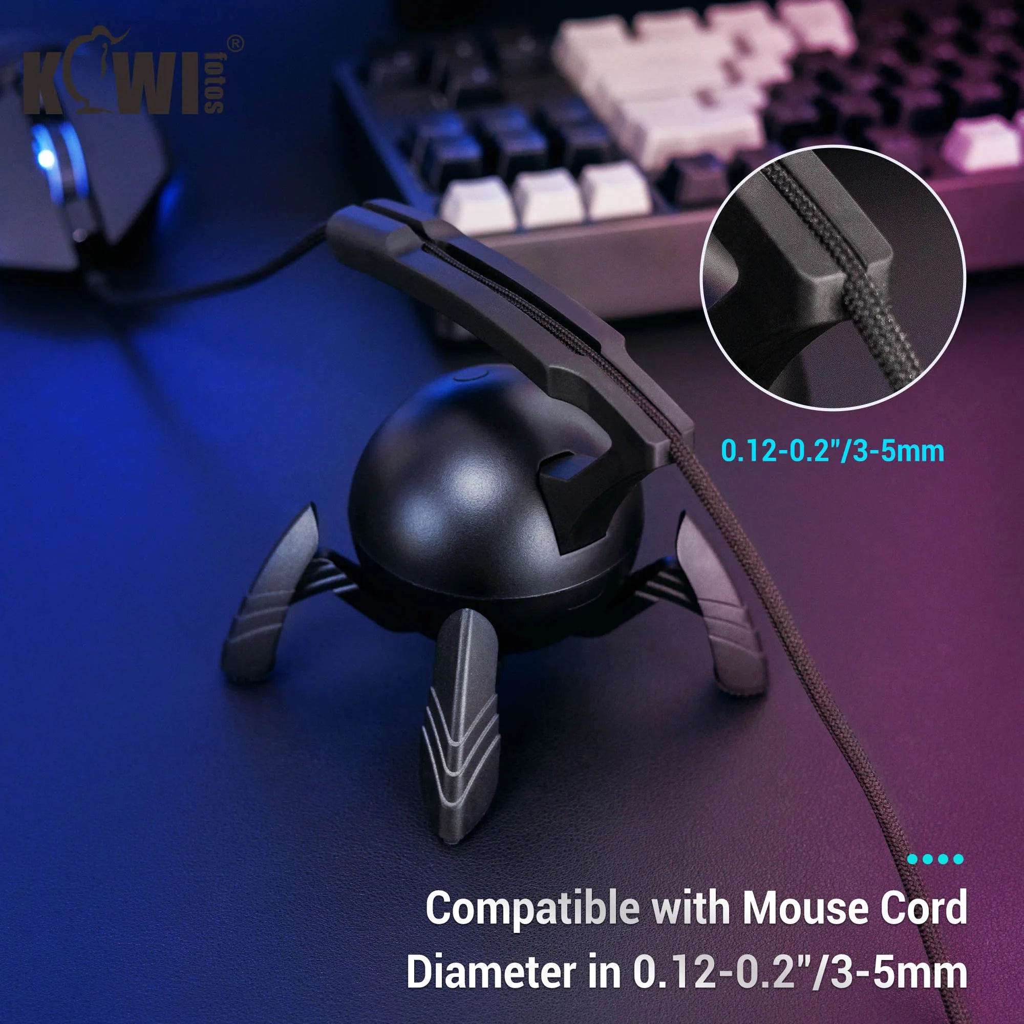 Mouse Cable Holder Gaming Mouse Bungee Cord Clip Wire Organizer Flexible for Esports Gaming Mouse Cable Winder Anti-Slip Feet