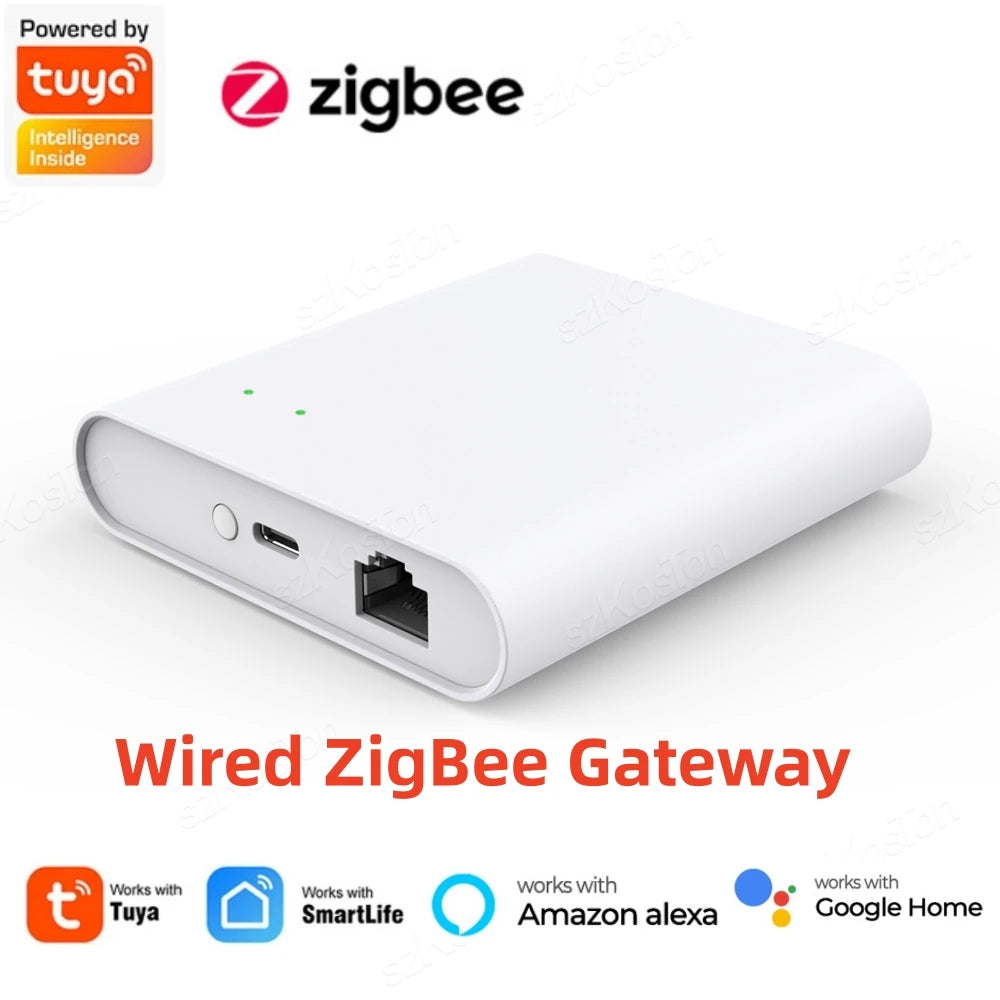 Tuya ZigBee Gateway Hub Smart RJ45 Wired Gateway Bridge Voice Control works with Alexa Google Home Assistant Smart Life App