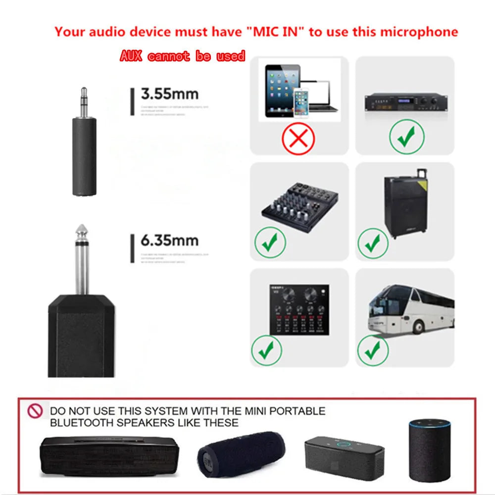 Wireless microphone 2 channel UHF fixed frequency dynamic microphone party karaoke church show meeting