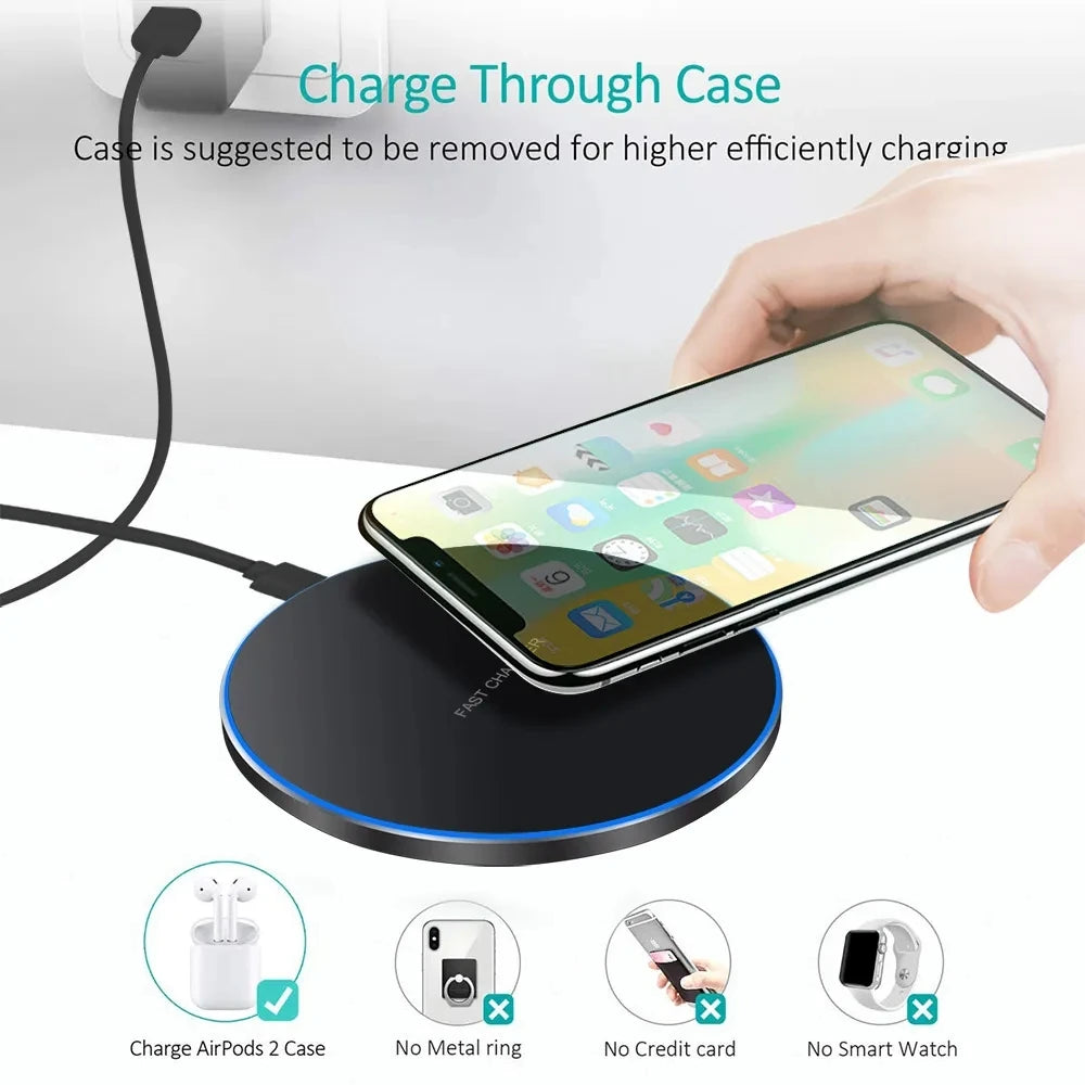 60W Fast Wireless Charger Pad for iPhone 14 13 12 15 Pro Max Samsung Galaxy S22 S21 S23 S10 S9 Xiaomi Wireless Charging Station