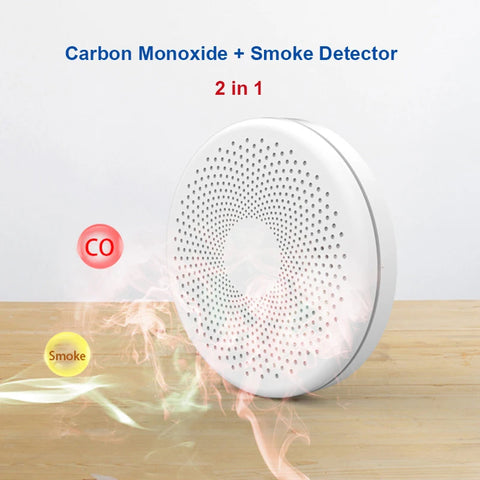 2 in 1 Version WiFi Tuya Smart Co & Smoke Detector Alarm Carbon Monoxide Parlor Room Kitchen Shop Fire PIR Sound Sensor Alert