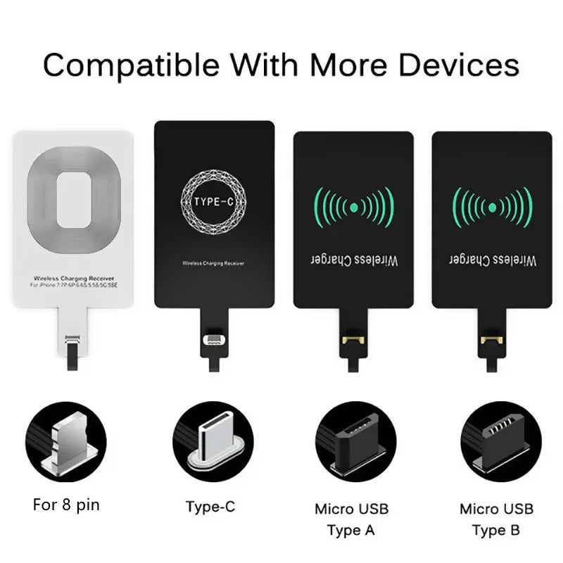 Qi Wireless Charging Receiver for Type C Micro USB Iphone Universal Wireless Charging for Samsung Huawei Ipone5-7 Xiaomi