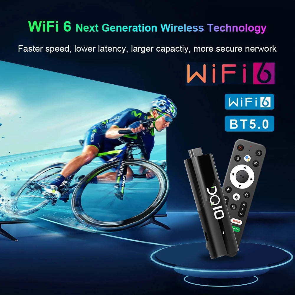 LEMFO DQ10 Android13 ATV Smart TV Stick Allwinner H618 Quad Core Cortex A53 Support 8K Video 4K Wifi6 Voice Remote Mini TV Box