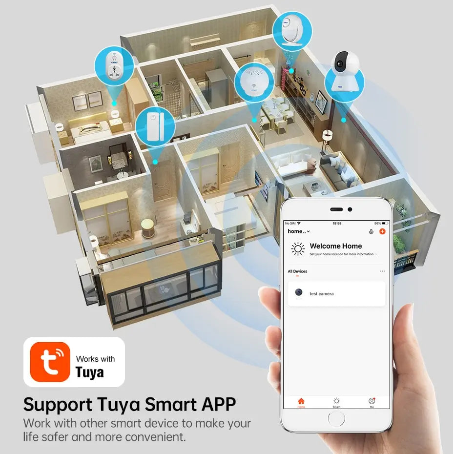 KERUI 3MP Tuya Smart Mini WiFi IP Camera Indoor Wireless Home Security AI Human Detect CCTV Surveillance Camera Auto Tracking