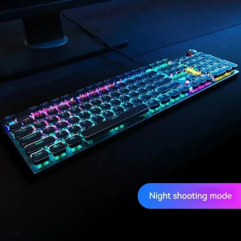 AULA F2088 Mechanical Keyboard Punk Keycap Retro 104Keys Reactor Knob RGB Backlit Wired Multimedia Anti-ghosting Gaming Keyboard