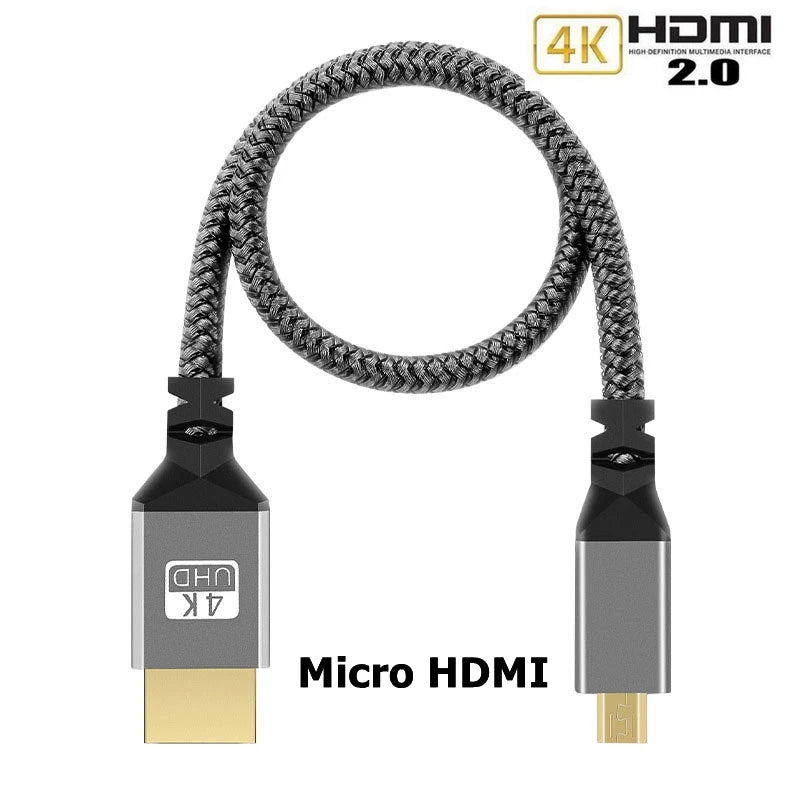 Nylon Braid 4K 60HZ TPU HDMI 1080P Micro Mini TO HDMI-Compatible Extension Male Cable For Camera PS3/4/5 Projector TV Box Laptop