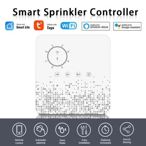 Tuya WiFi Sprinkler Controller Smart Irrigation Timer 8 Zones Automatic Watering Programmer Timer Weather Aware Garden Farmland