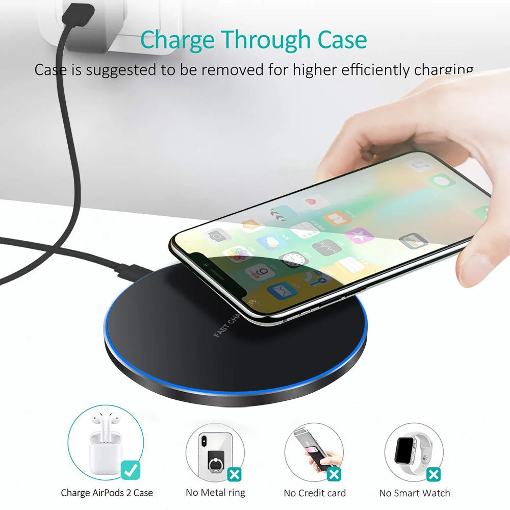 60W Fast Wireless Charger Pad for iPhone 14 13 12 11 Pro Max Samsung Galaxy S22 S21 S20 S10 S9 Xiaomi Wireless Charging Station