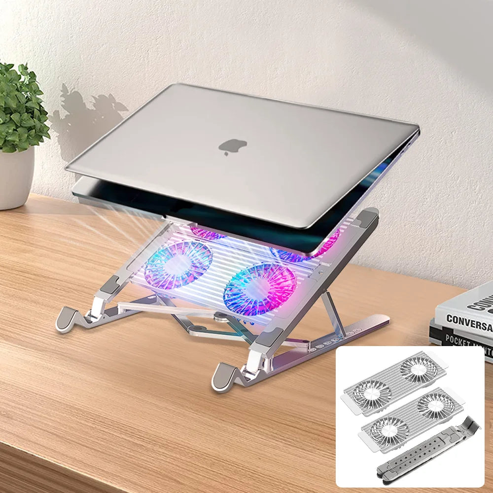 Laptop Cooling Fan Pad Aluminum Gaming Notebook Support Stand With Cooler Portable PC Folding Bracket for Macbook Holder Base