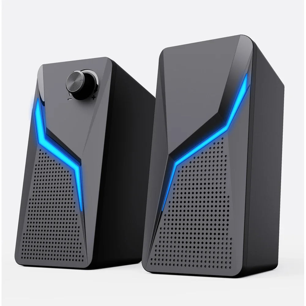 Computer Gaming Speakers USB Wired With LED RGB Lighting Strong Bass 2.0 Loudspeaker PC Sound Box HIFI Stereo Microphone