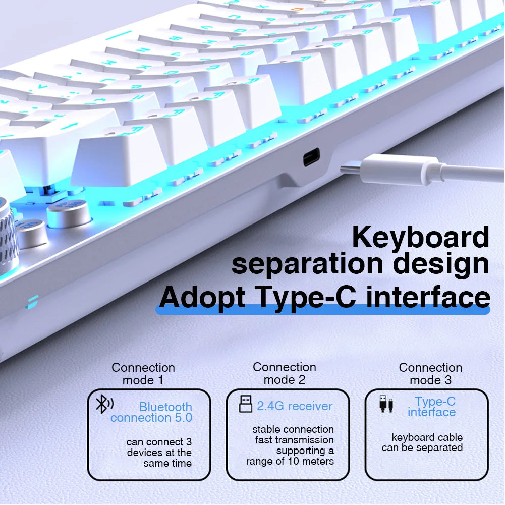 AULA Wireless Mechanical Gaming Keyboard 87 Key Three-modes 2.4G/Bluetooth/Wired Backlight Keyboard for Windows/Mac/IOS/Android