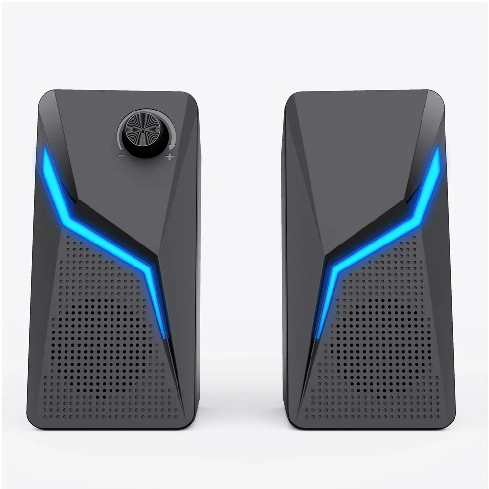 Computer Gaming Speakers USB Wired With LED RGB Lighting Strong Bass 2.0 Loudspeaker PC Sound Box HIFI Stereo Microphone
