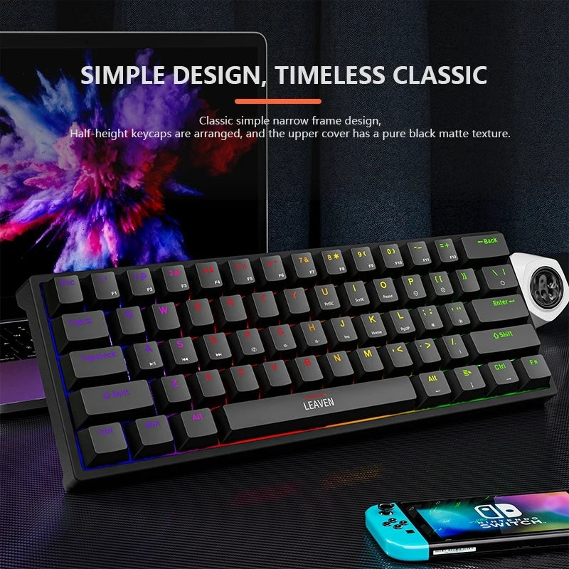 K620 Mini Backlit RGB Gaming Mechanical Keyboard Gamer Mechanic Kit 60 Percent DIY Custom PBT Keycap Hotswap Pink White USB PC