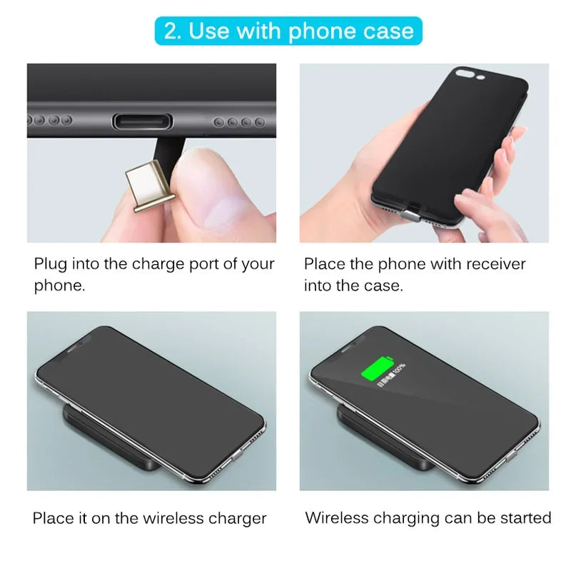 Qi Wireless Charging Receiver for Type C Micro USB Iphone Universal Wireless Charging for Samsung Huawei Ipone5-7 Xiaomi