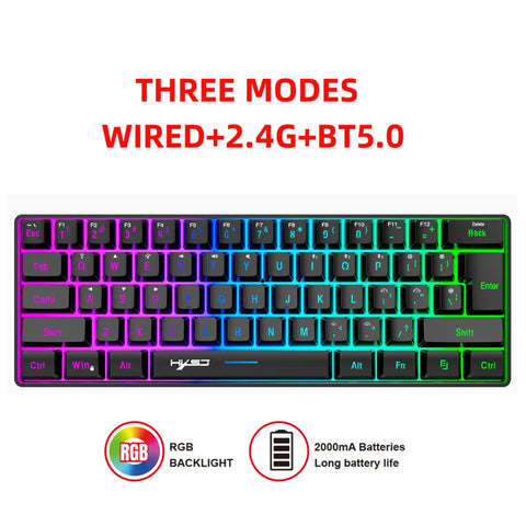 L500 Wired/Wireless Gaming Keyboard 61 Keys With Dynamic RGB Backlight For PC Laptop Gamer