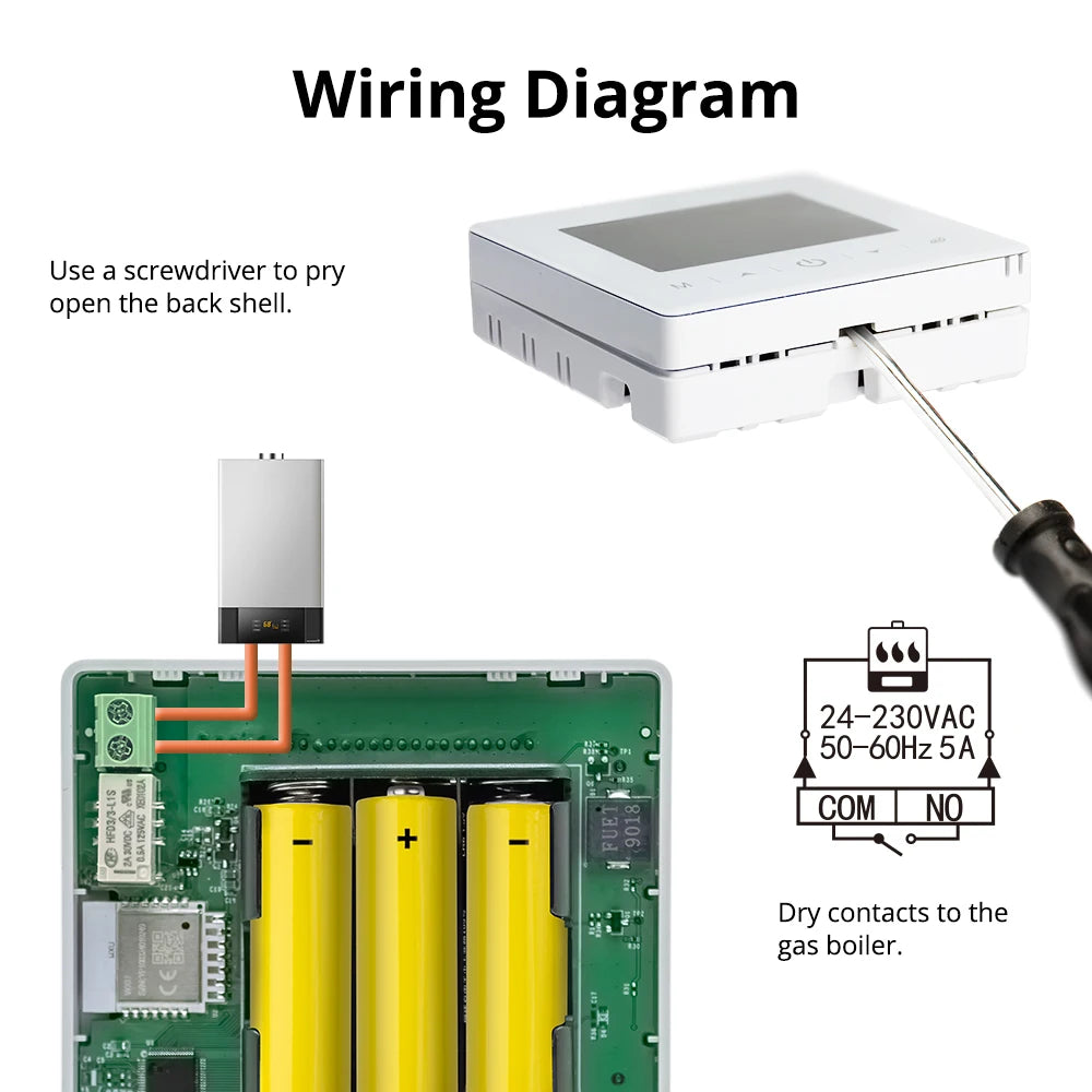 Beok Battery Powered Wifi Thermostat Tuya Smart Heating Temperature Controller for Gas Boiler with Alexa Google Home