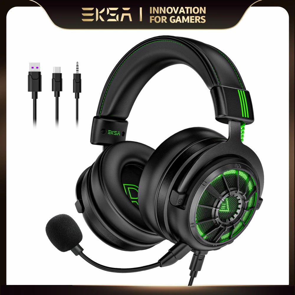 EKSA-StarEngine Pro Gaming Headphones with ENC Microphone,E5000 Pro 7.1 Surround Wired Headset Gamer, for PC/Xbox/PS4/PS5/Switch