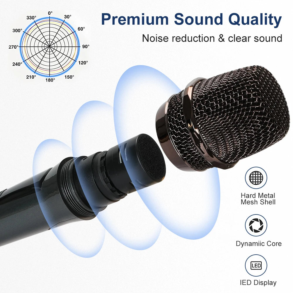 Wireless Microphone 2 Channels UHF Professional Handheld Mic Micphone For Party Karaoke Professional Church Show Meeting