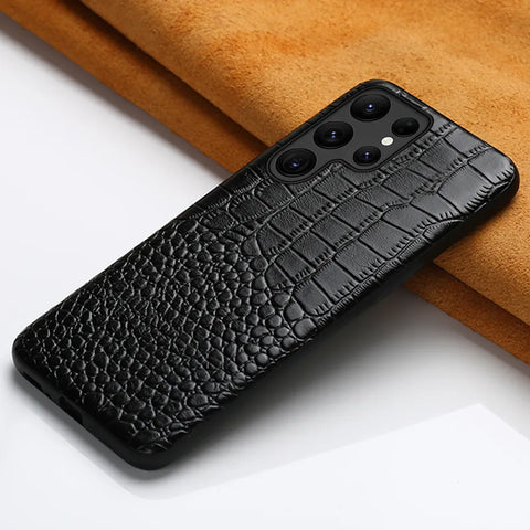 Genuine Leather Phone Case for Samsung Galaxy S24 S23 Ultra S22 Plus S21 FE S 24 23 Note 20 A55 A53 A54 5G Protector Back Cover