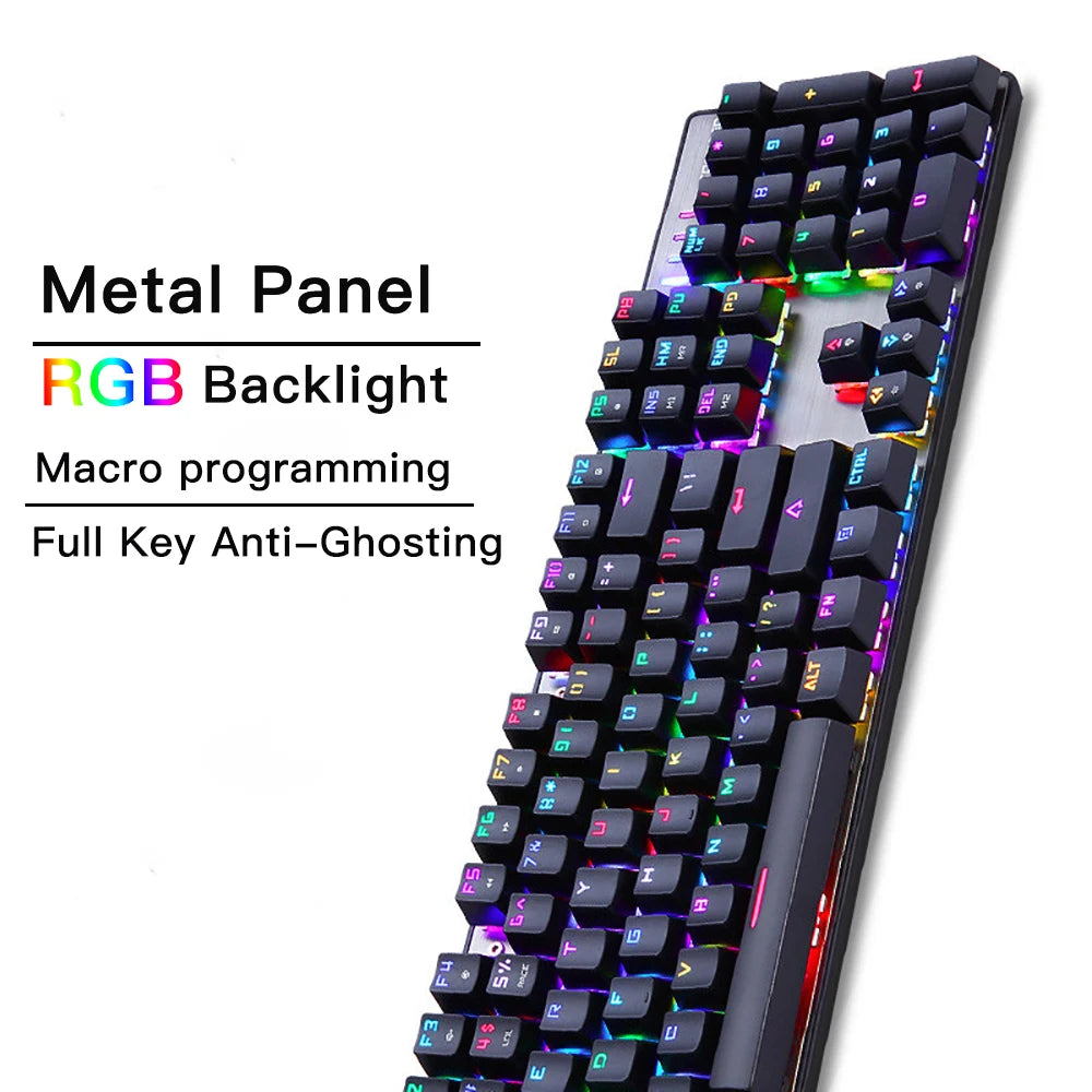 Motospeed CK104 Gaming Mechanical Keyboard 104 Keys RGB Backlit Wired Computer Office Typing Keyboards Red Switch For PC Laptop