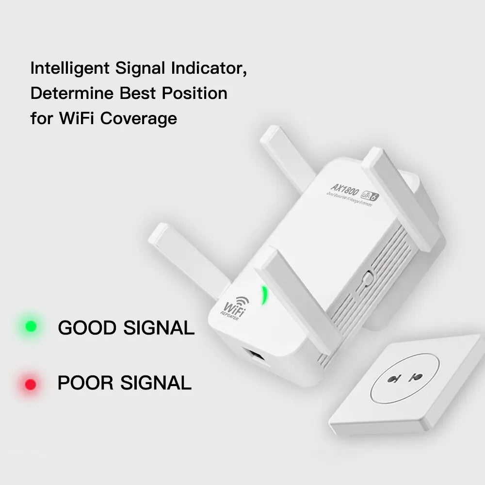 FENVI WiFi6 AX1800 Wireless Repeater Dual Band 2.4G/5GHz 802.11AX Gigabit Wi-Fi 6 Extender Long Range Signal Expansion Booster