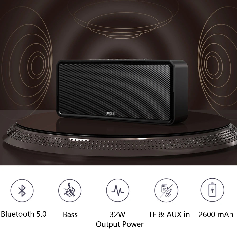 DOSS Bluetooth Speaker, SoundBox XL, BT 5.0, Powerful 32W Stereo Bass Subwoofer Sound Box, TWS,Portable Home Wireless Speakers