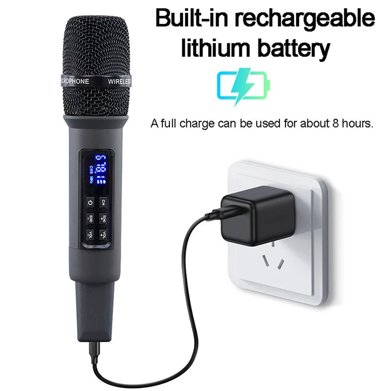 UHF Wireless Handheld Dynamic Karaoke Microphone Bluetooth Receiver Performing Professional Home Reverb High and Low Bass