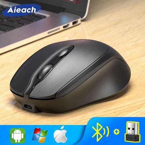 Aieach Rechargeable Wireless Bluetooth Mouse Silent WIRELESS COMPUT MOUS USB Ergonomic Gamer Mouse For Computer Laptop Macbook