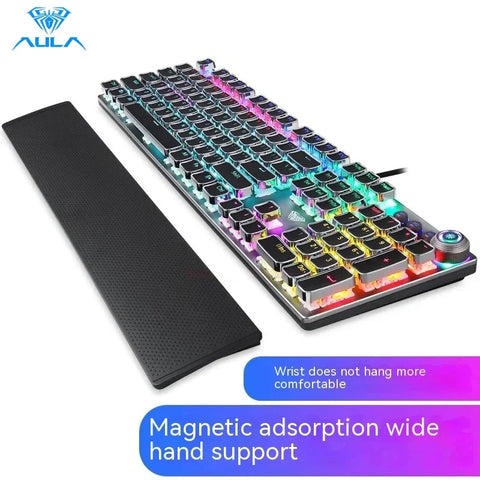 AULA F2088 Mechanical Gamer Keyboard Punk Keycap Retro 104Keys Multimedia Knob RGB Backlit Wired Anti-ghosting Gaming Keyboard