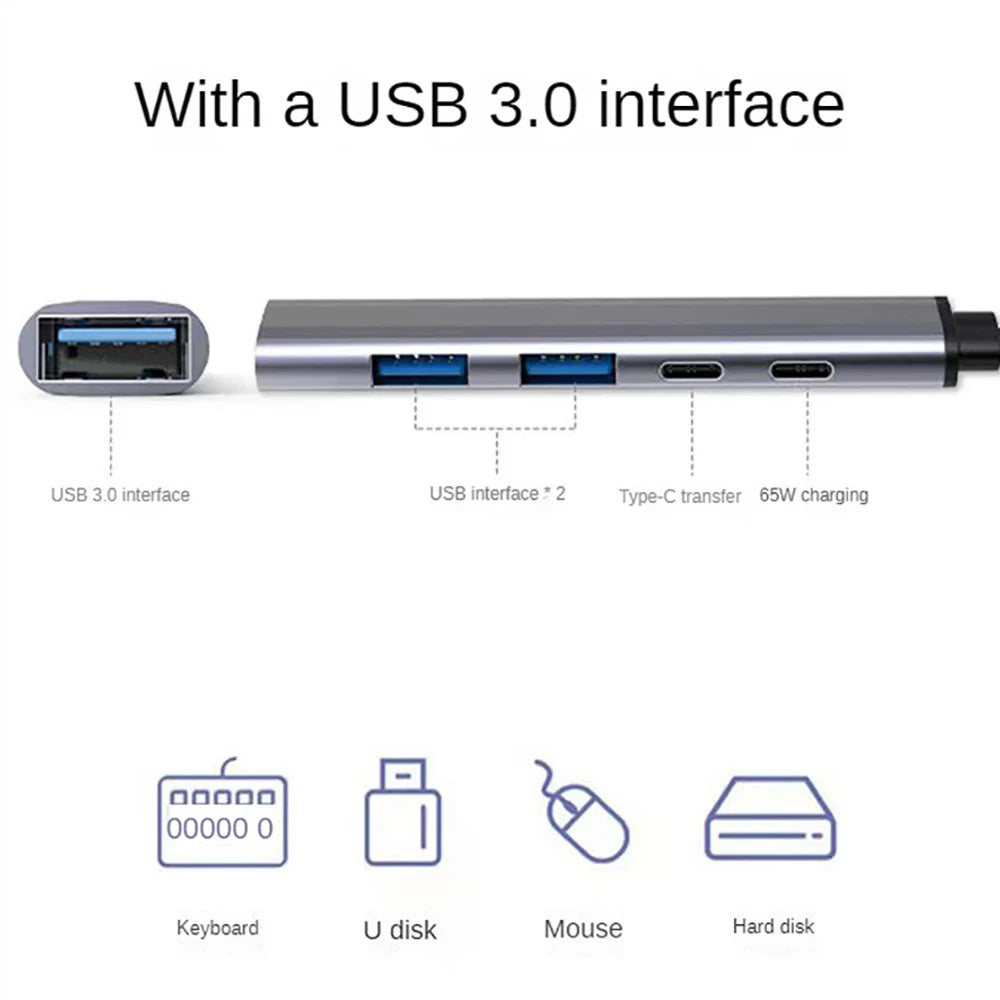 5-IN-2 USB C HUB Type C to USB 3.0 HUB PD 65W Multi USB Splitter Adapter OTG For Lenovo Macbook Pro Computer Accessories