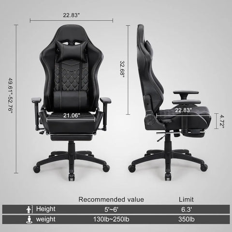 Heavy Duty Gaming Chair for Adults, Thickened Seat Cushion, Adjustable Armrest, Ergonomic Office Computer Chair with Massage