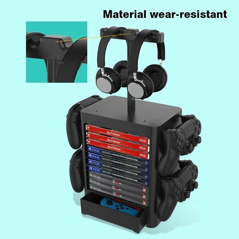 Data Frog Multifunctional Disc Headphone Storage Rack For PS5 Game Holder For Nintendo Switch Storage Tower For Xbox Series PS4
