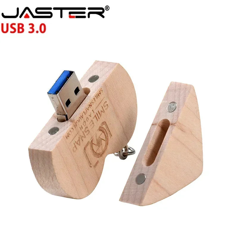 JASTER High speed Pen drive Wooden heart shape USB Flash Drive 64GB Memory stick Custom logo Creative gift U disk Free key chain