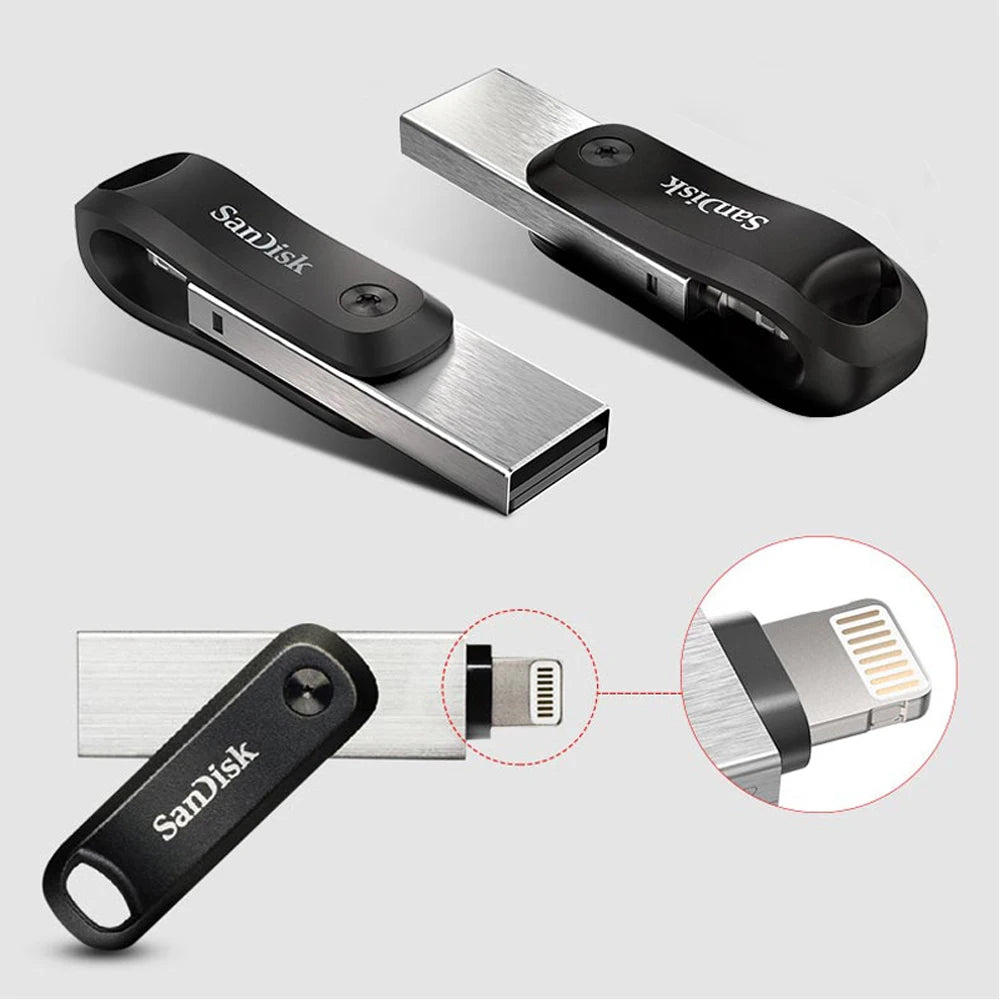 SanDisk USB Flash Drive iXpand OTG Lightning USB 3.0 Stick 256GB 128GB 64GB Pen Drive MFi For iPhone & iPad and USB U Disk OTG