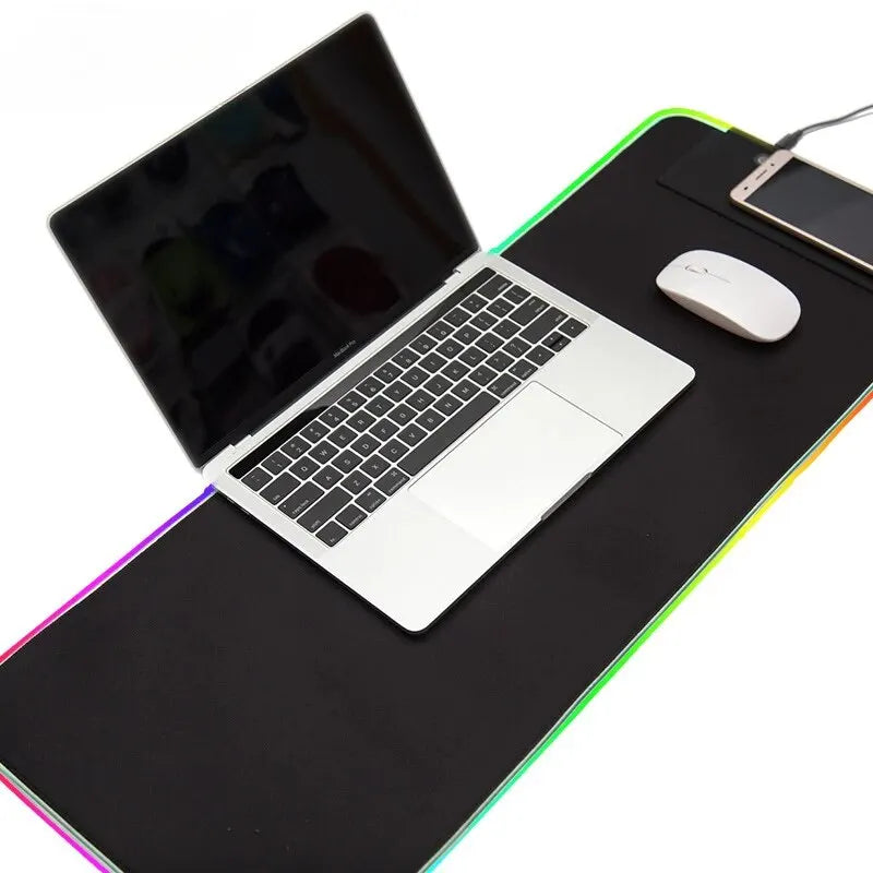 1 Pcs Large Gaming Mouse Pad Light Modes Touch Control Extended Soft Computer Keyboard Mat Non-Slip Rubber Base