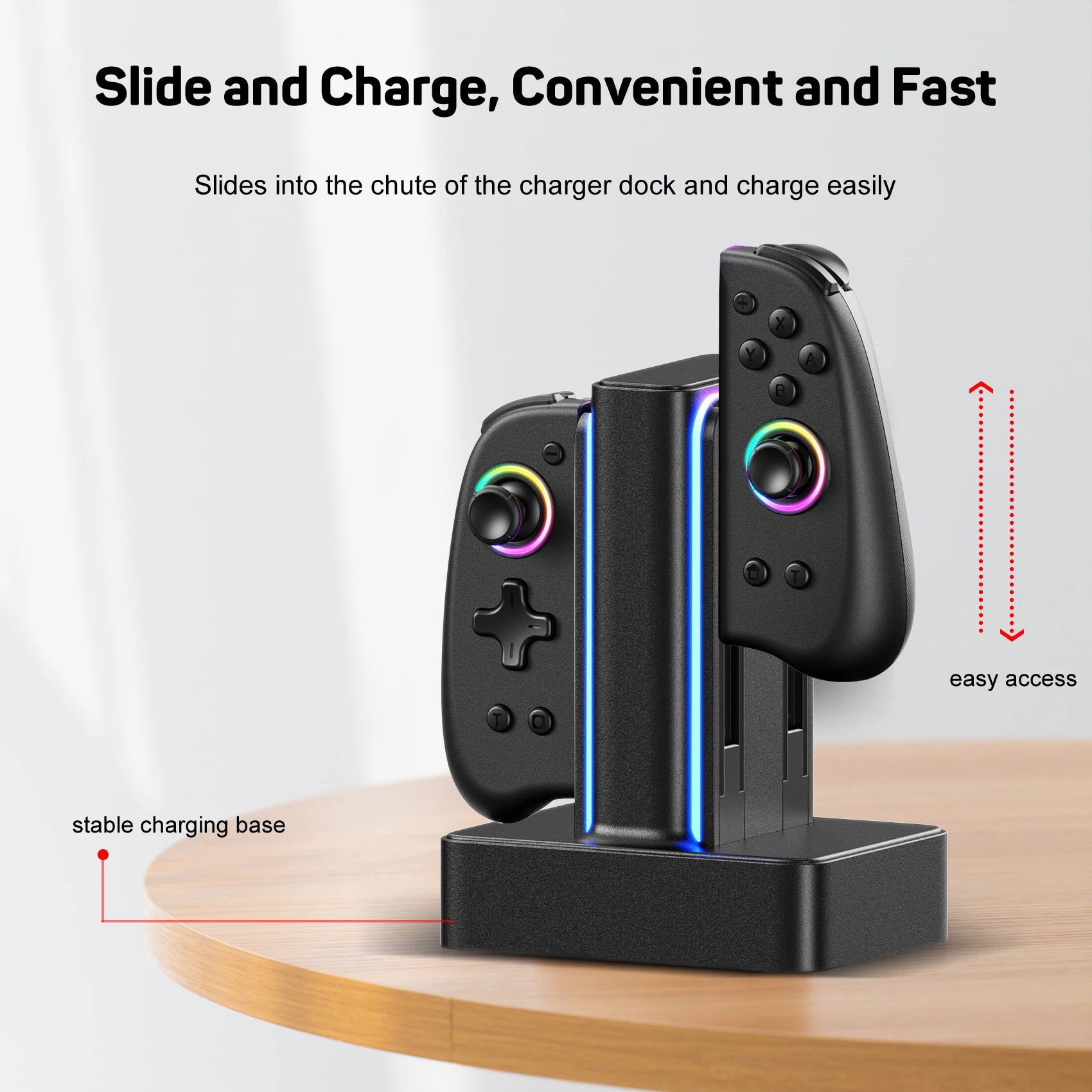 LinYuvo Meteor Light Charging Dock Compatible with Switch for Joy Con & OLED Model Controller with RGB Indication