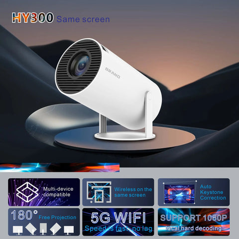 HY300 Projector Free Style for SAMSUNG XiaoMi Android WIFI Home Cinema 720P Outdoor 1080P 4K Supported HDMI USB