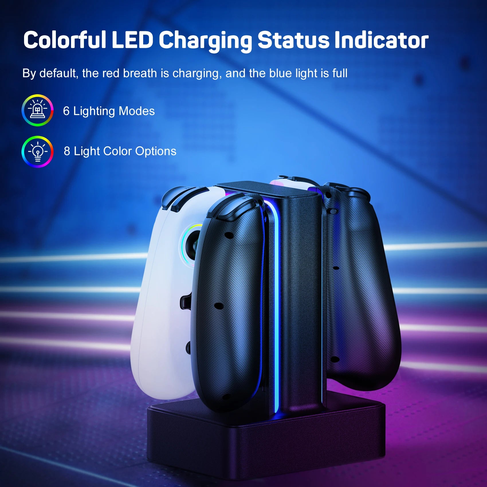 LinYuvo Meteor Light Charging Dock Compatible with Switch for Joy Con & OLED Model Controller with RGB Indication