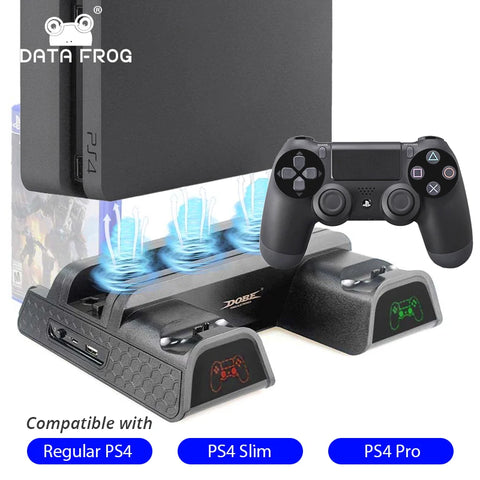 DATA FROG Vertical Cooling Fan Stand For PS4 PS4 Slim PS4 PRO Console Dual Controller LED Charger Station For SONY Playstation 4