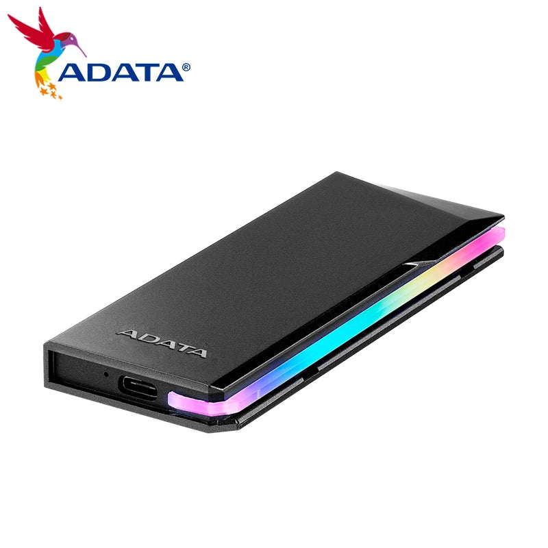 ADATA EC700G M2 SATA/PCle SSD Enclosure RGB LIGHTING USB 3.2 Gen2 Type-C Solid State Drive Box SATA Hard Drive Case