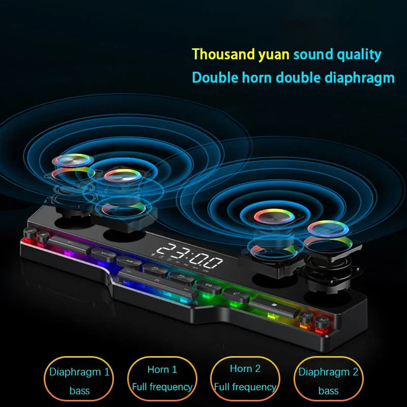 RGB Lighting Wireless Bluetooth Speaker HiFi 3D Stereo Subwoofer 4000mAh Home Clock Gaming Speakers Computer Soundbar 블루투스 스피커