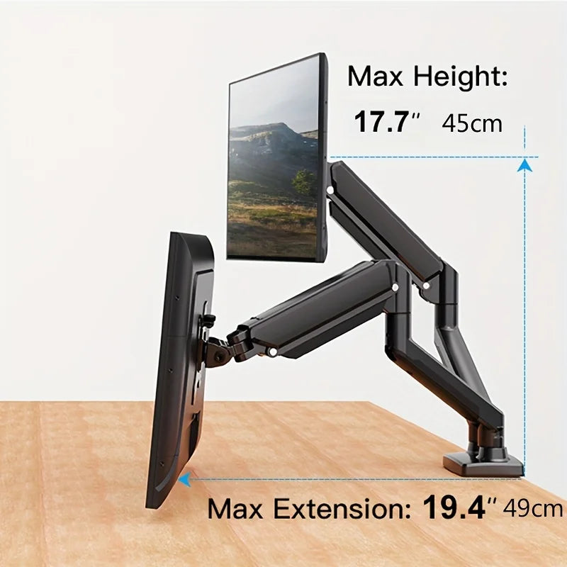 Monitor Stand for 13-32 inches Screens, Dual Monitor Mount Gas Spring, Dual Monitor Arm Full Motion Adjustable